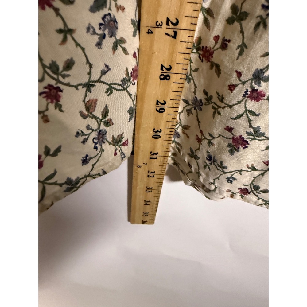 Johnny Cotton Vintage Floral Vine Button Down Shirt Mens XL Made in USA Cream - Picture 8 of 8